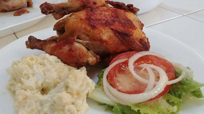 Crispy-Fried Cornish Hen with Mashed Potato on the Side