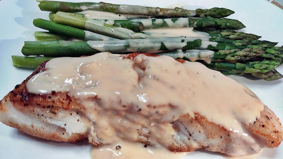 Halibut Citrus in Homemade Alfredo Sauce